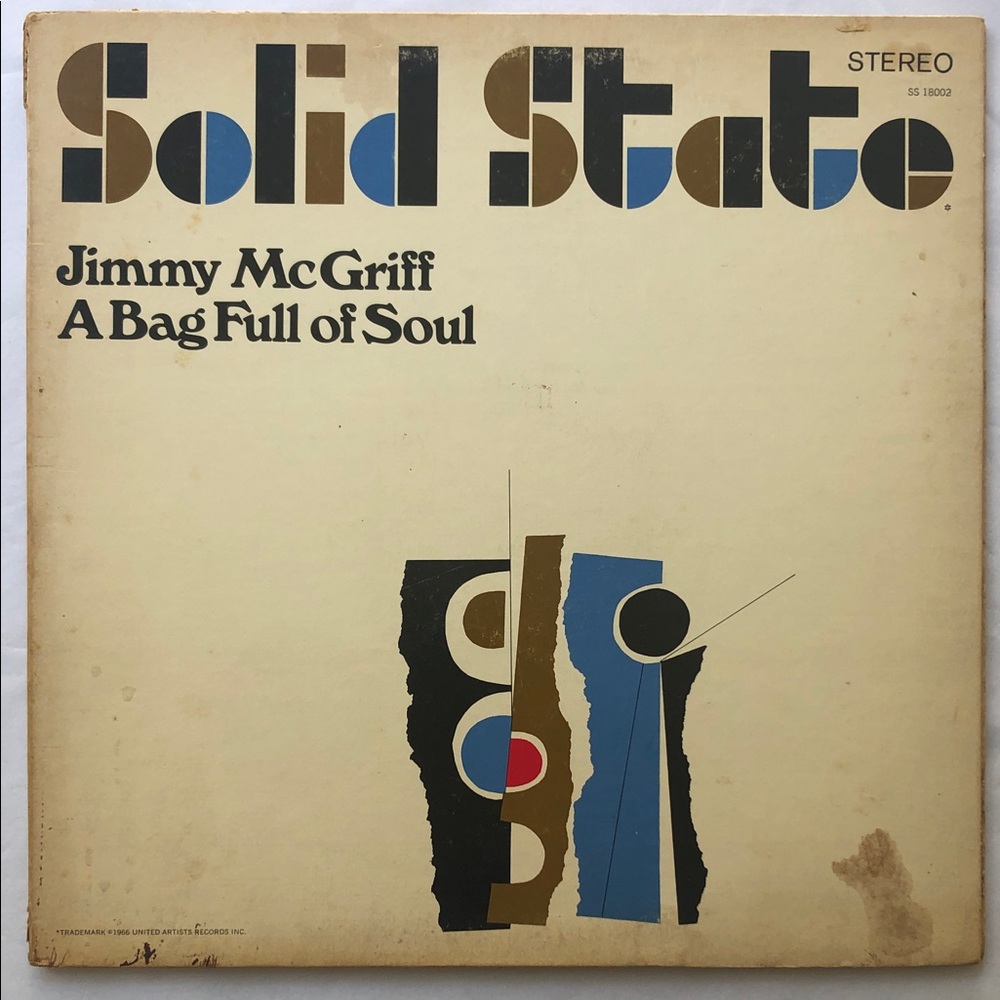 Jimmy McGriff Vinyl Lp Record Album A Bag Full If Soul ‘66